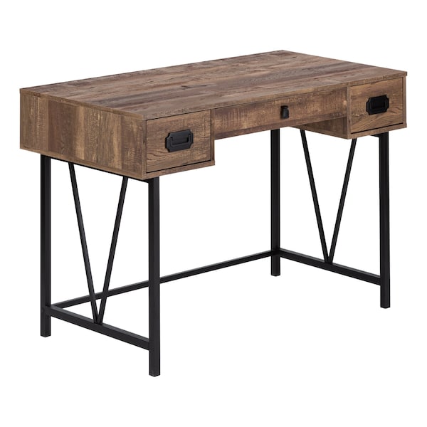 Computer Desk, Home Office, Laptop, Storage Drawers, 48"L, Work, Metal, Laminate, Brown, Black